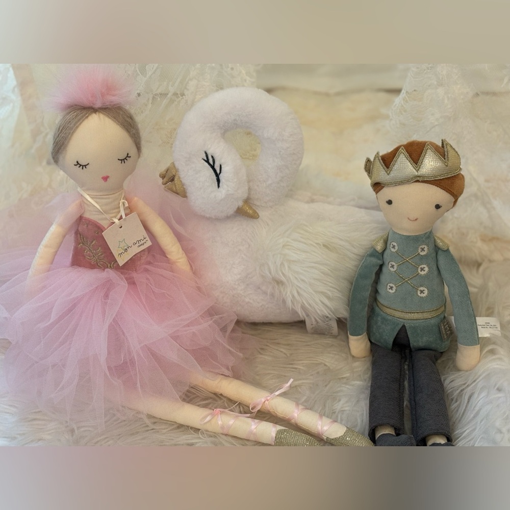 SET OF 3 - Ballerina Doll, Swan and Prince